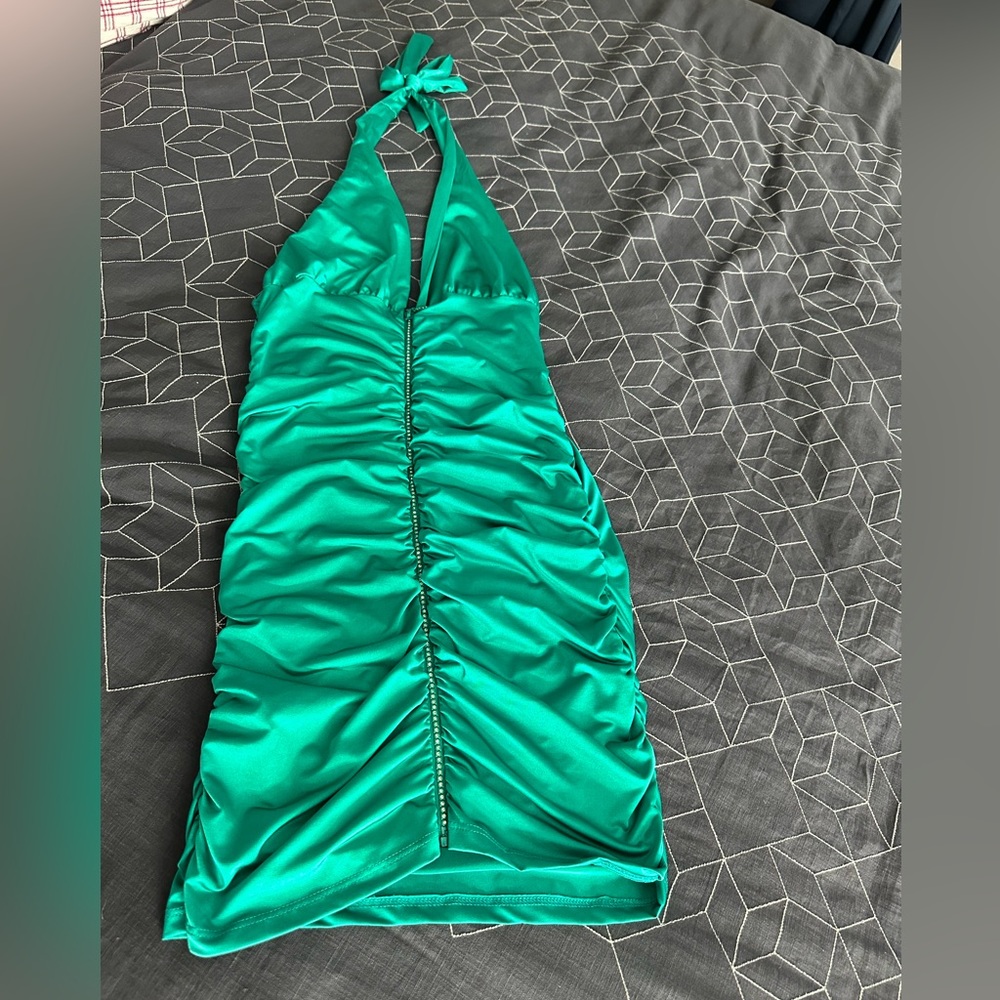 do & be ruched dress green dress size L